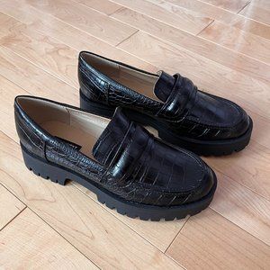 Nine West Garren Lug Sole Loafer - Black Croc Embossed SIZE 7